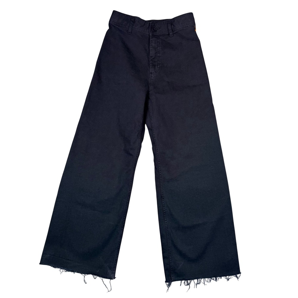 Black High Waisted Wide Leg Raw Hem Jeans Size 6 90'sGrunge OffDutyModel Casual